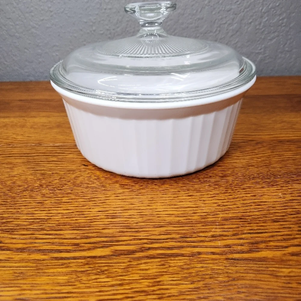 Corningware French White covered casserole